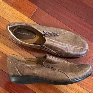 Cloudwalkers Men's Brown Leather Slip On Loafers Comfort Shoes 12W Mesa Travel